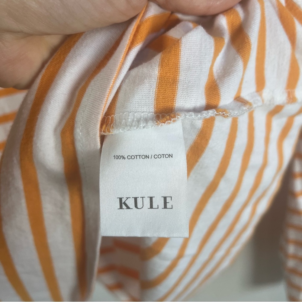 Kule Modern Long-Sleeve Tee Striped Orange and White Women's Small - Picture 5 of 8